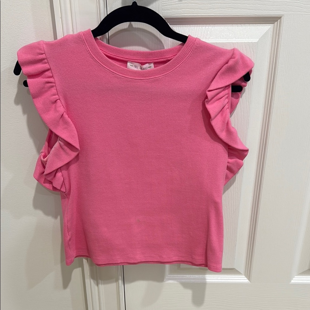Free the Roses Pink Ruffle Tank Top